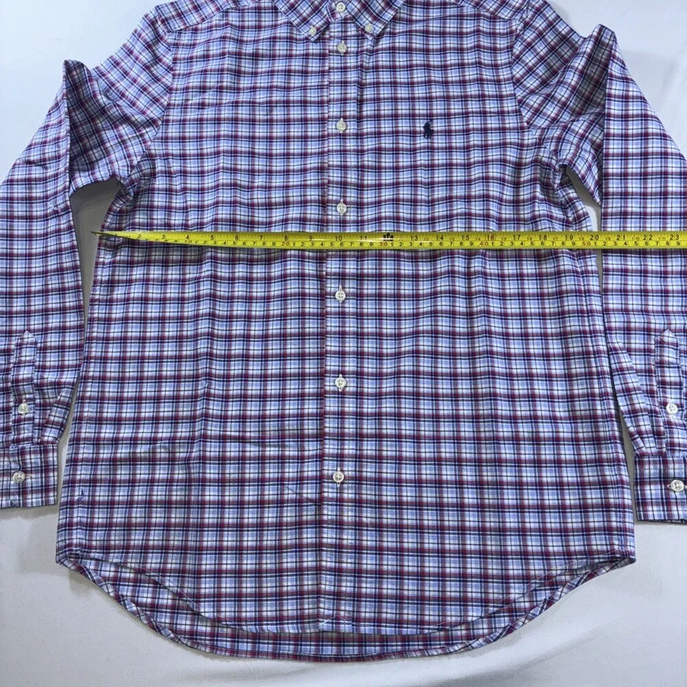 Ralph Lauren Kids XL 18-20 Red White Blue Plaid Long Sleeve Button Down Shirt‎